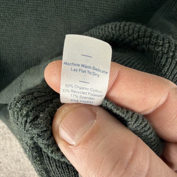 Marine Layer Sweater Mens L Green 1/4 Zip Pullover Re Spun Organic Cotton - Picture 9 of 11